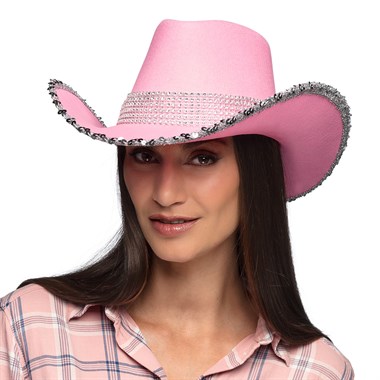 Cowboyhoed Girlie roze steentjes