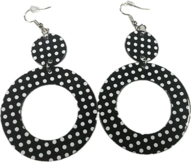 Earrings black with white dots