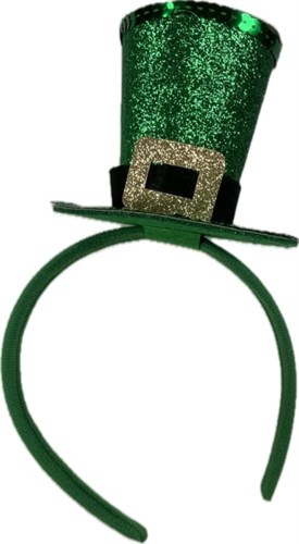 Hoofdband hoge hoed groen glitter