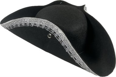 Tricorn hat with silver trim