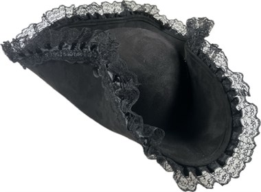 Tricorne hat black with lace