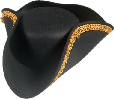 Tricorn hat with gold/coloured trim