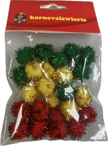 Pompons mini rood/geel/groen 24st.