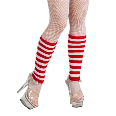 Leg warmers striped red/white