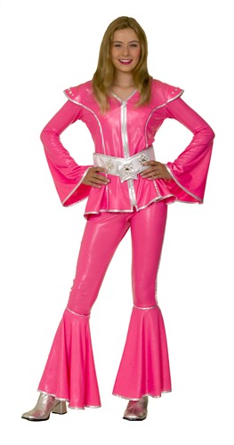 Disco Queen fel roze (shirt, broek, riem)