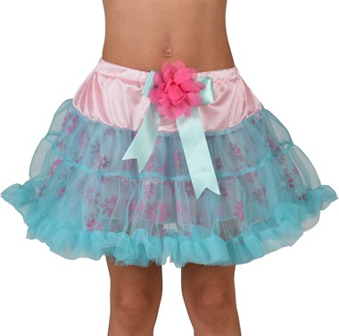 Petticoat türkis mit Blumen