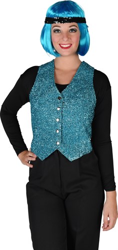 Vest lurex licht turkoois