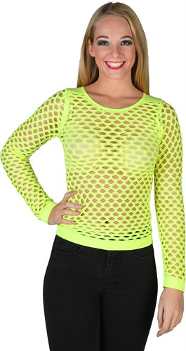 Shirt Langarm Löcher neon gelb