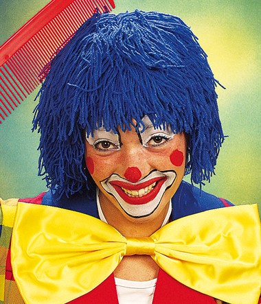 Pruik blauw wol clown