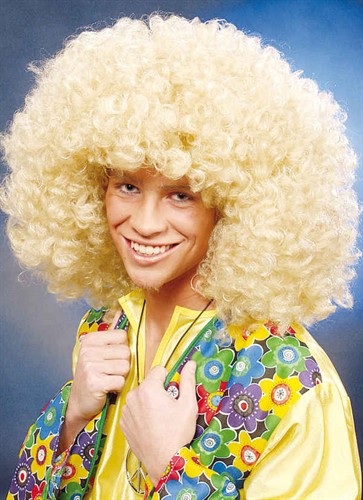 Pruik blond super afro