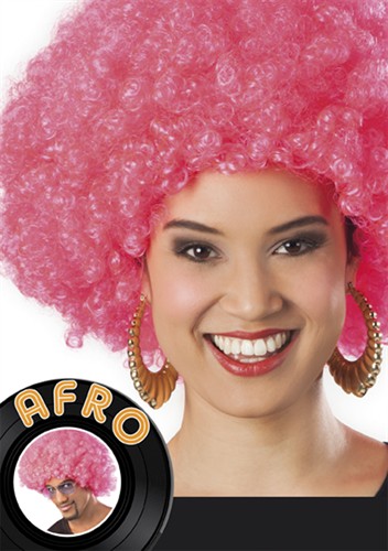 Perücke Afro rosa 