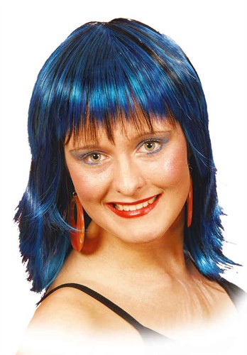 Pruik blauw-mêleerd Mandy