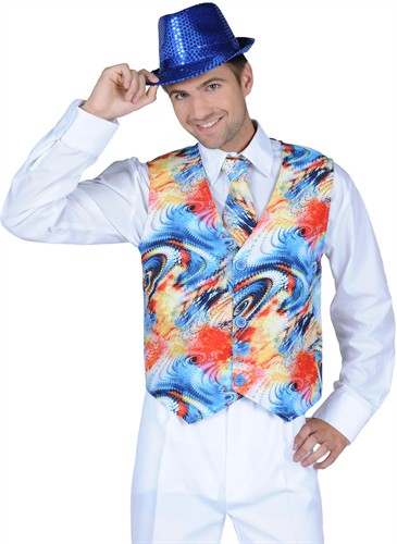 Waistcoat Flower Power Sky men