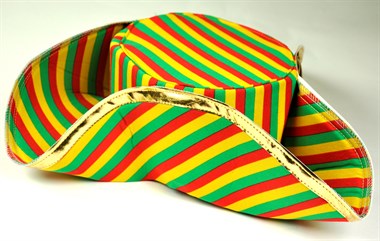 Hoed 3-steek strepen rood/geel/groen