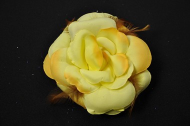 Blume Glitter gelb mit Spange und Haargummi