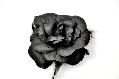 Bloem glitter zwart met speld en haarelastiek